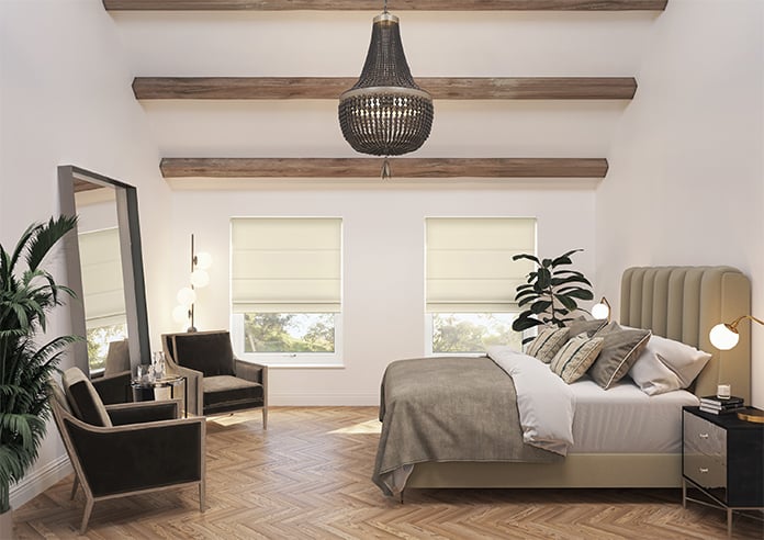 Kyoto Faux Silk, Sand - Motorised Roman Blind - Image 8